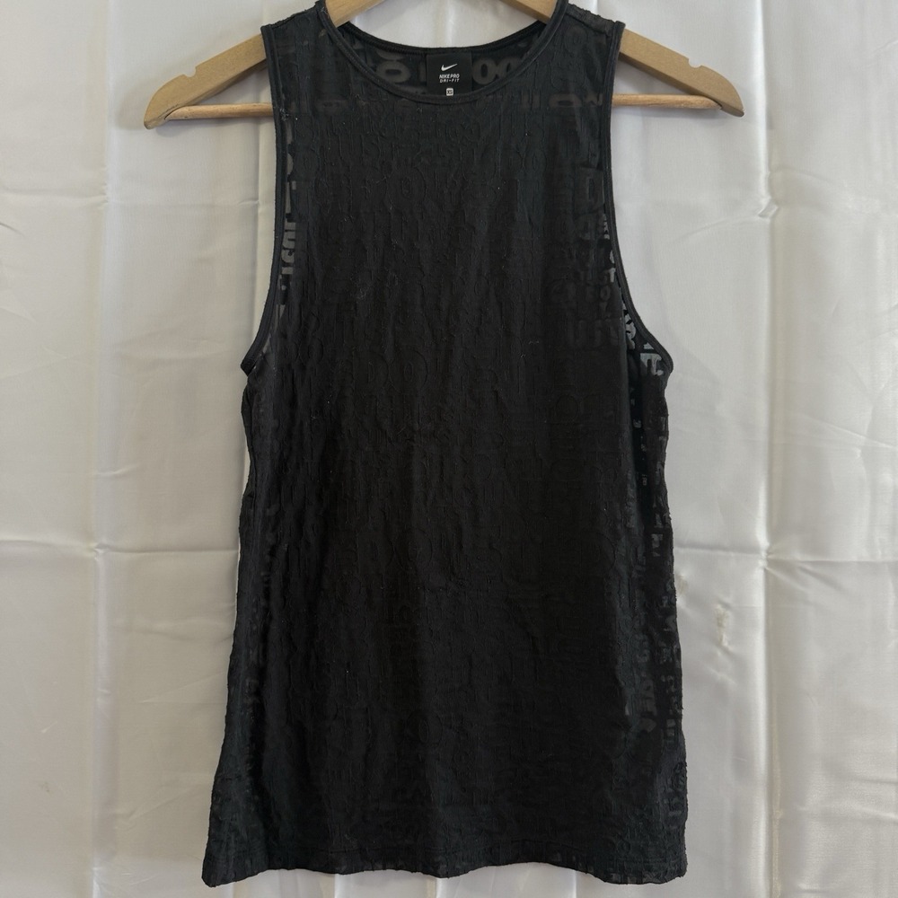 Nike Pro Sheer Just Do It Burnout Black Dri-Fit Sleeveless Tank Top Womens XS